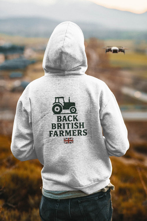 Back_British_Farmers_Grey_Hoodie_with_Tractor_Flag/2