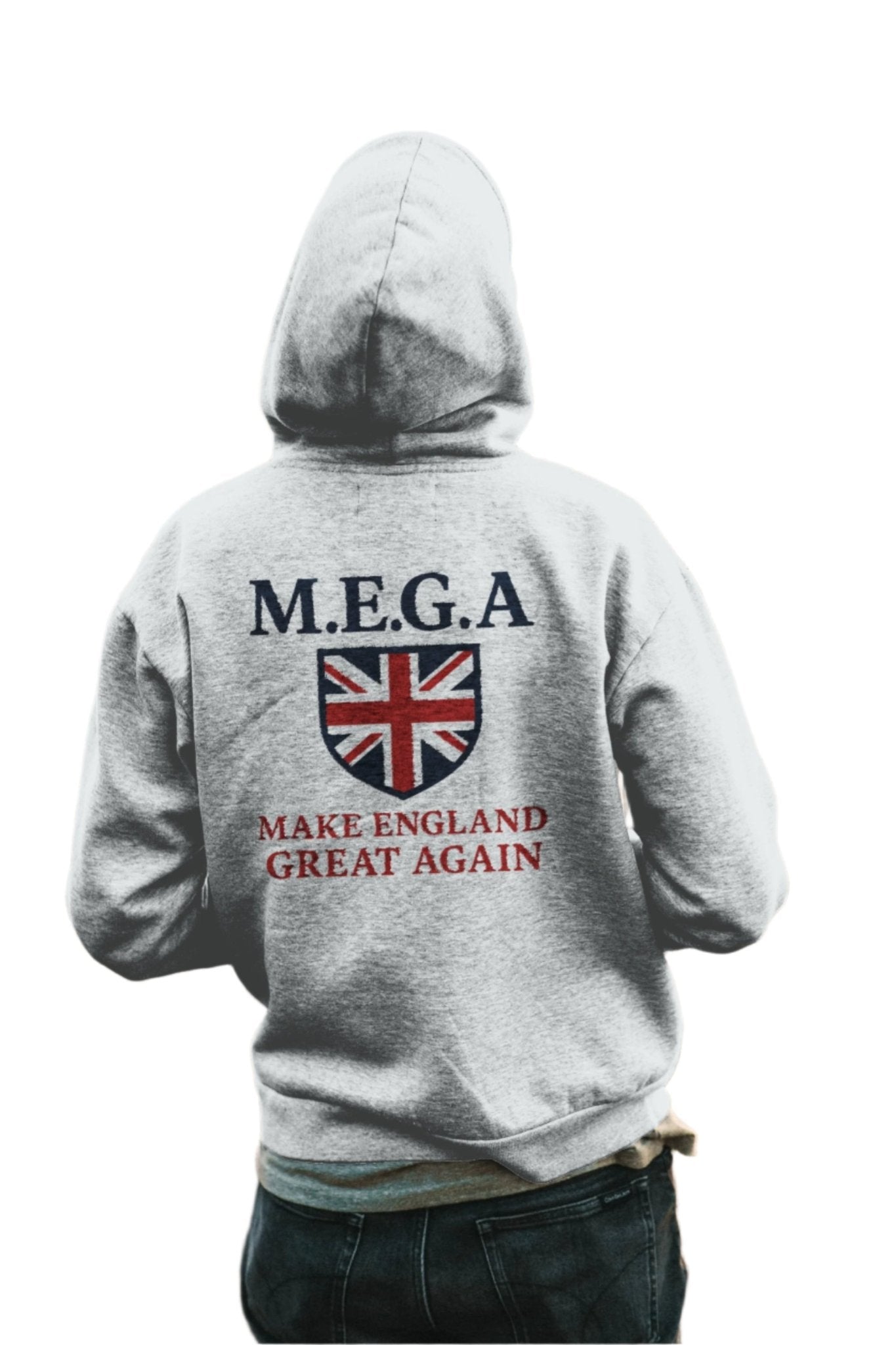 Make England Great Again Hoodie  - union jack shield Light Grey