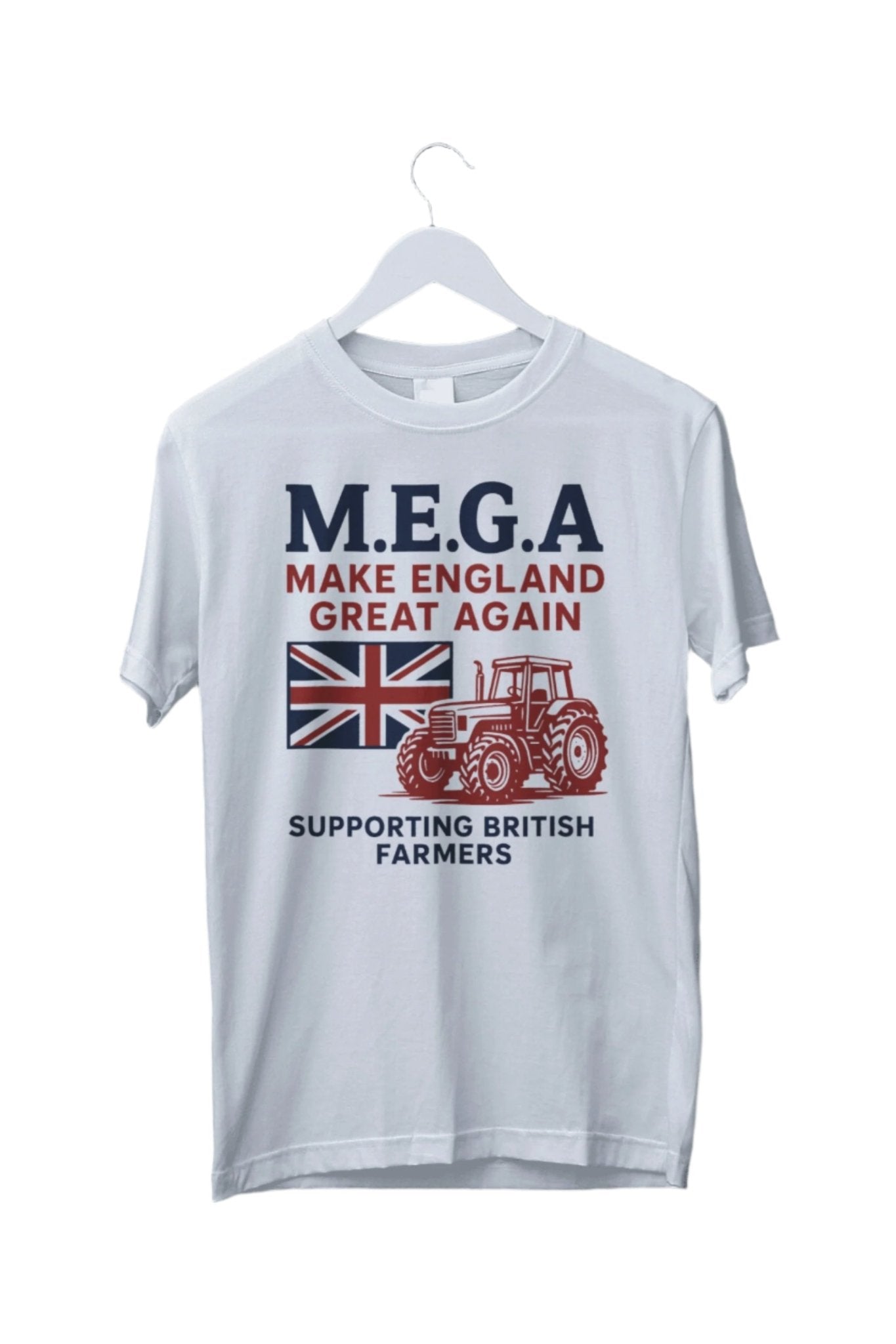 M.E.G.A T-Shirt Supporting British Farmers White.
