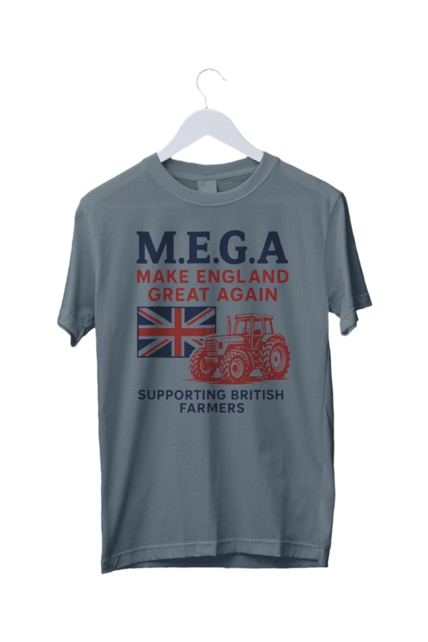 M.E.G.A T-Shirt Supporting British Farmers Grey.